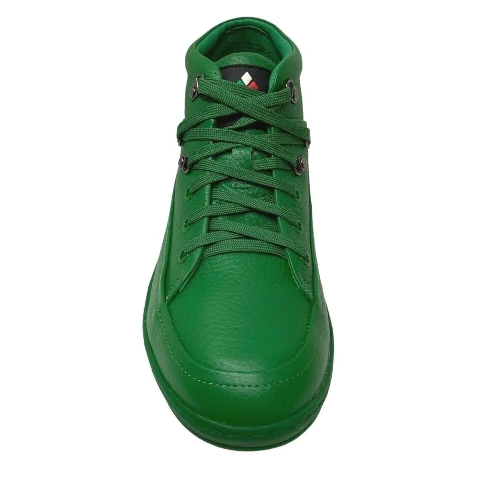 Travel Fox Men's Green Nappa Leather Mid Top Sneakers 916103-120