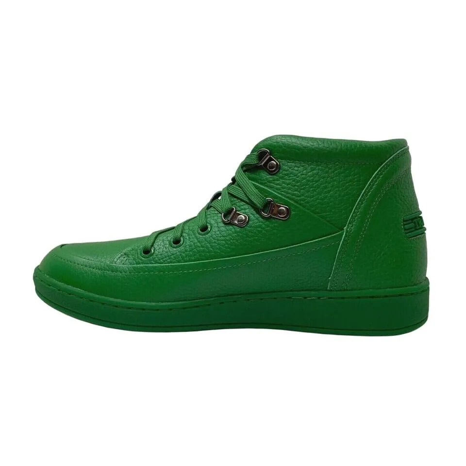 Travel Fox Men's Green Nappa Leather Mid Top Sneakers 916103-120