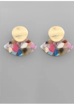 Valentina Acrylic Fan Earrings- Multi