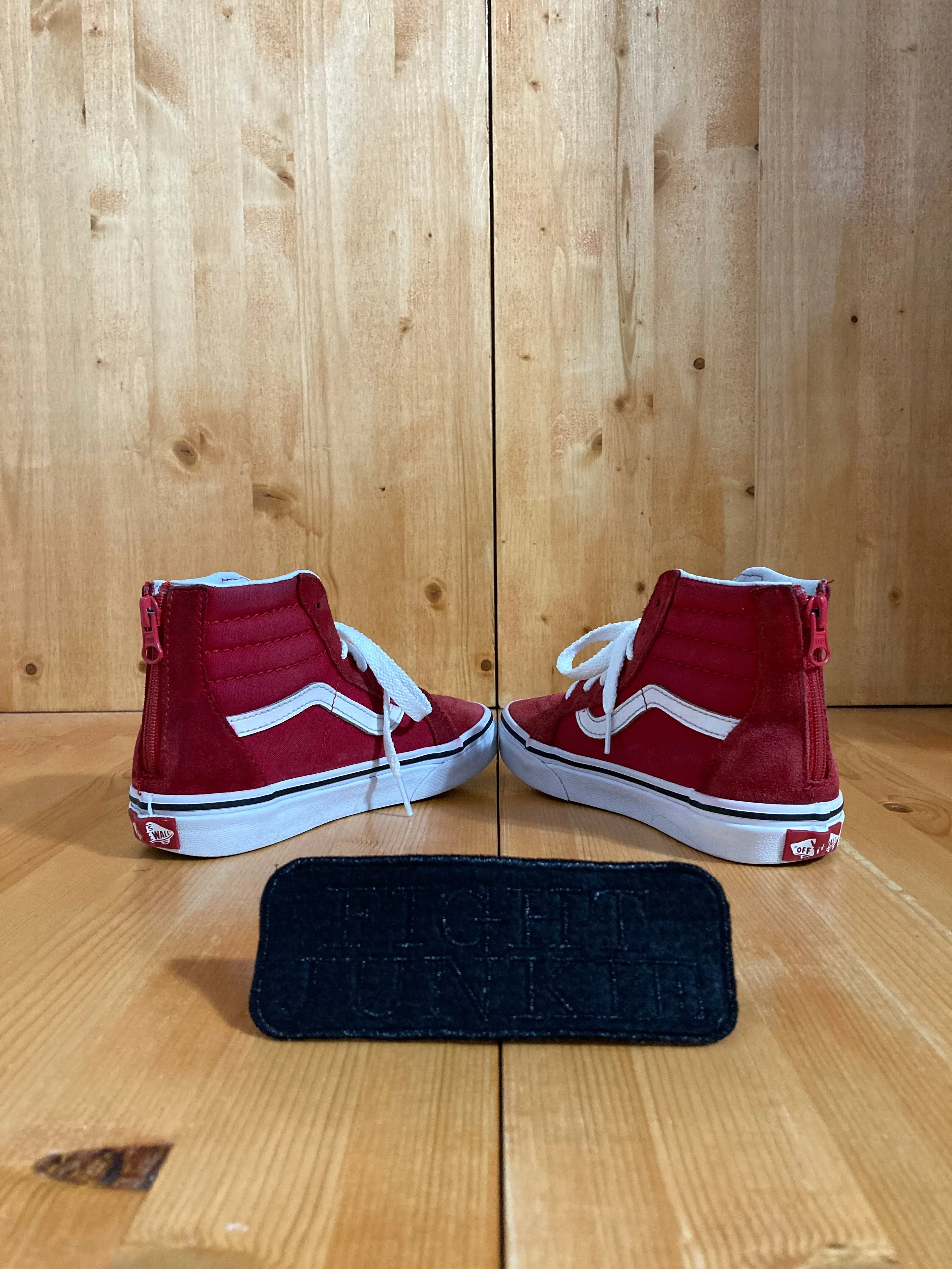 VANS SK8 HI CORE CLASSIC Youth Size 2.5 High Top Fabric & Suede Shoes Sneakers Red 721356