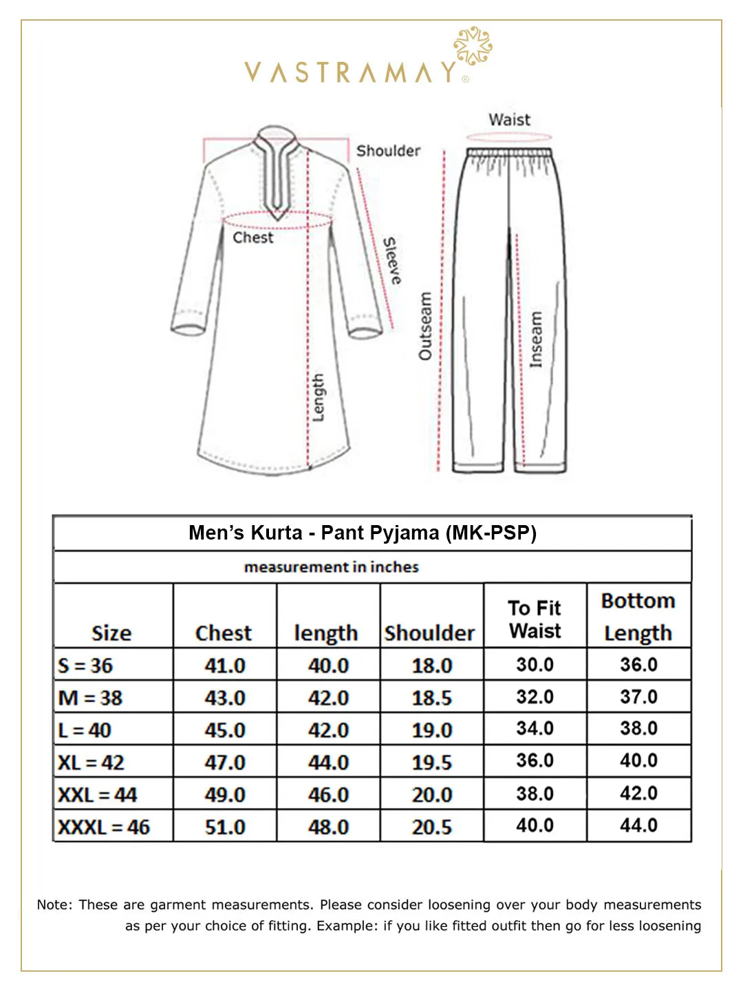 VASTRAMAY Men's Maroon Kurta with White Pyjama