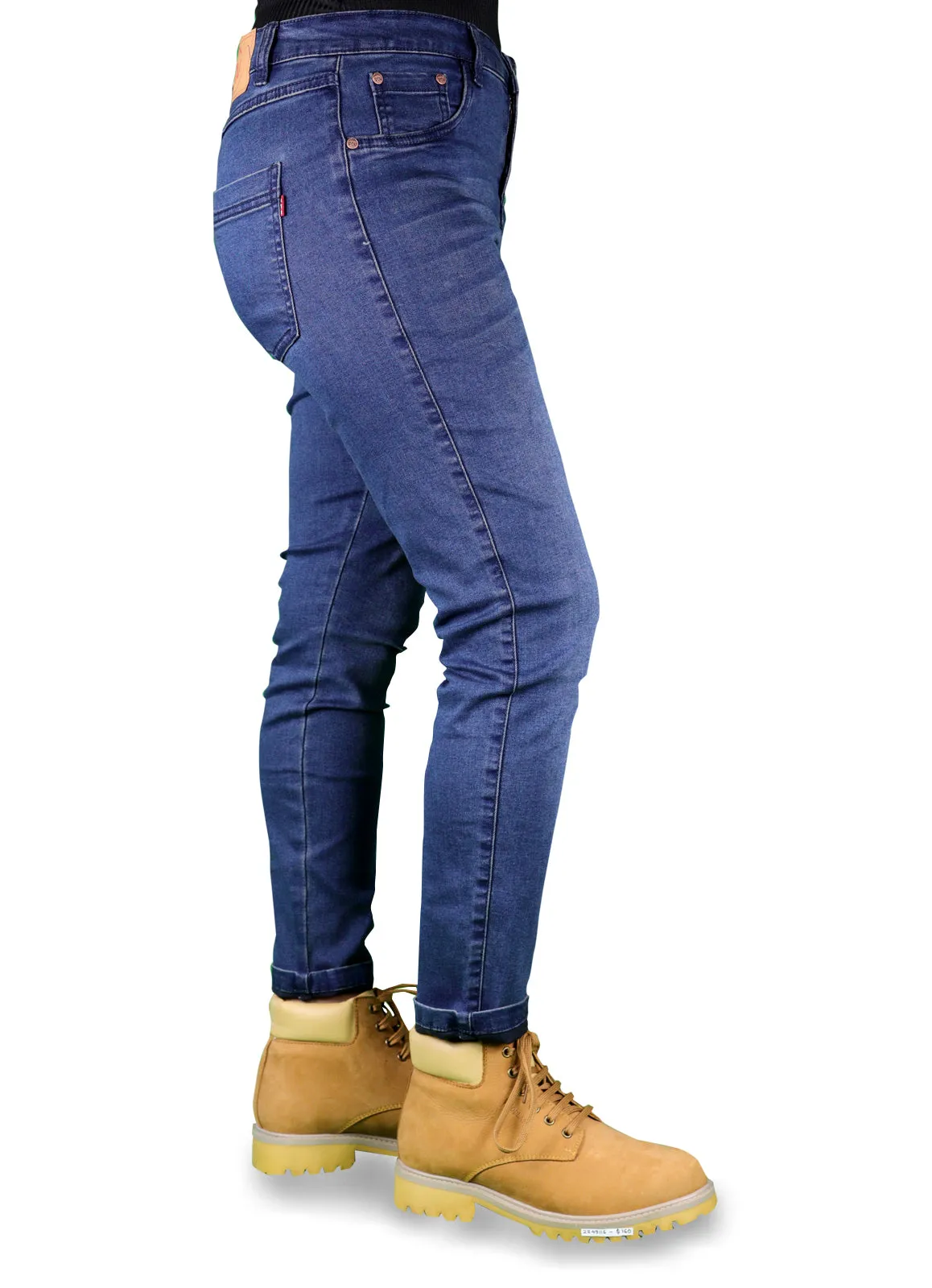 Women's All Season All Purpose Super Stretch Skinny-Fit Button Closure Denim Jeggings (Dark Blue)