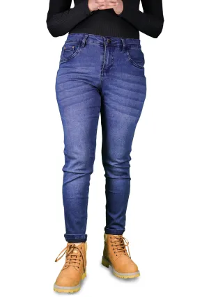 Women's All Season All Purpose Super Stretch Skinny-Fit Button Closure Denim Jeggings (Dark Blue)