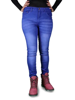 Women's All Season All Purpose Super Stretch Skinny-Fit Button Closure Denim Jeggings (Royal Blue)