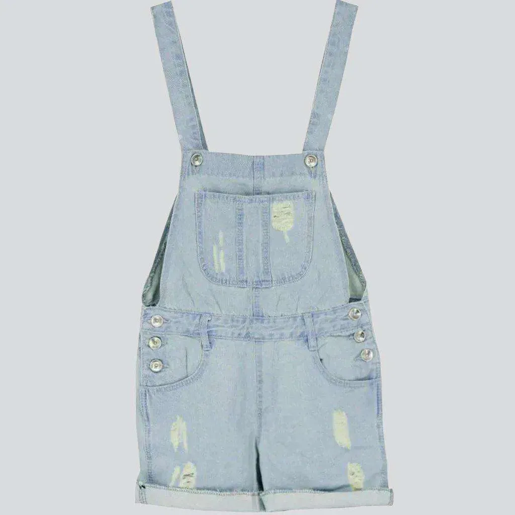 Women's denim overall shorts