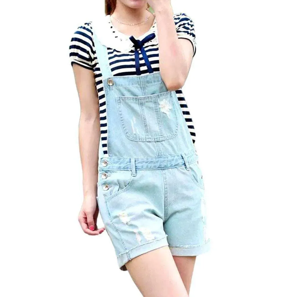 Women's denim overall shorts