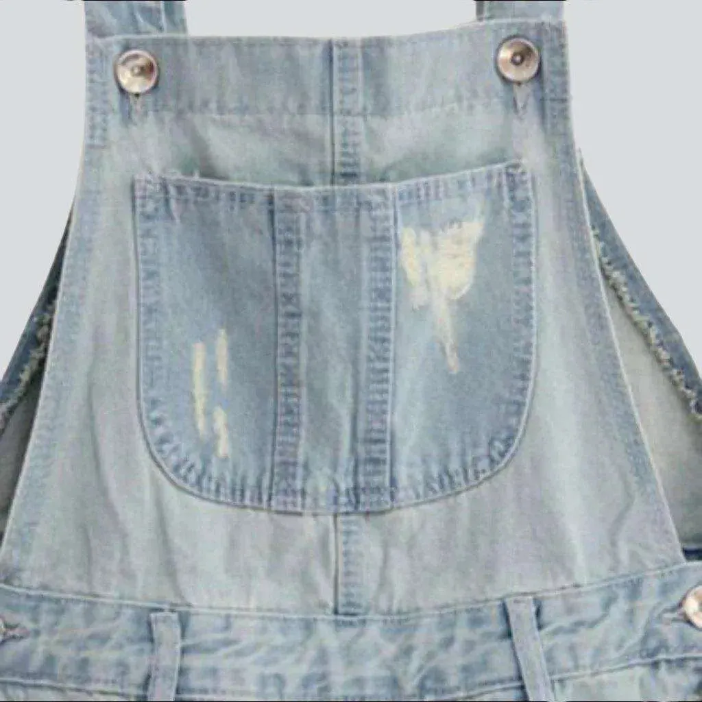 Women's denim overall shorts