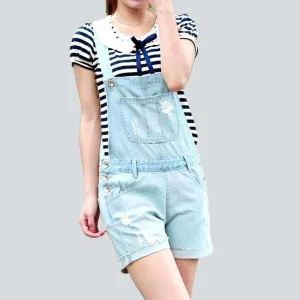 Women's denim overall shorts