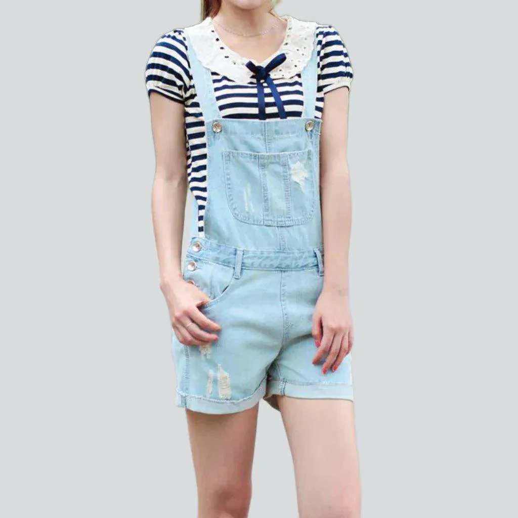 Women's denim overall shorts