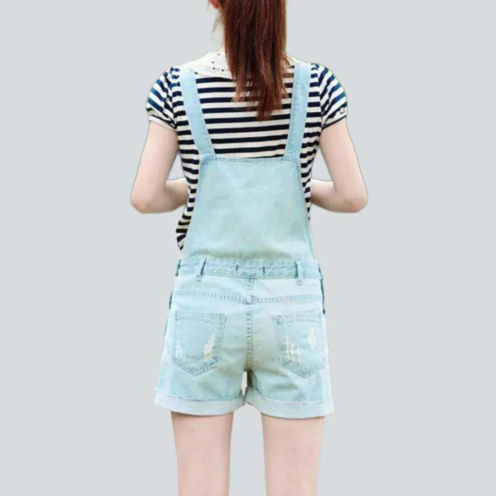 Women's denim overall shorts