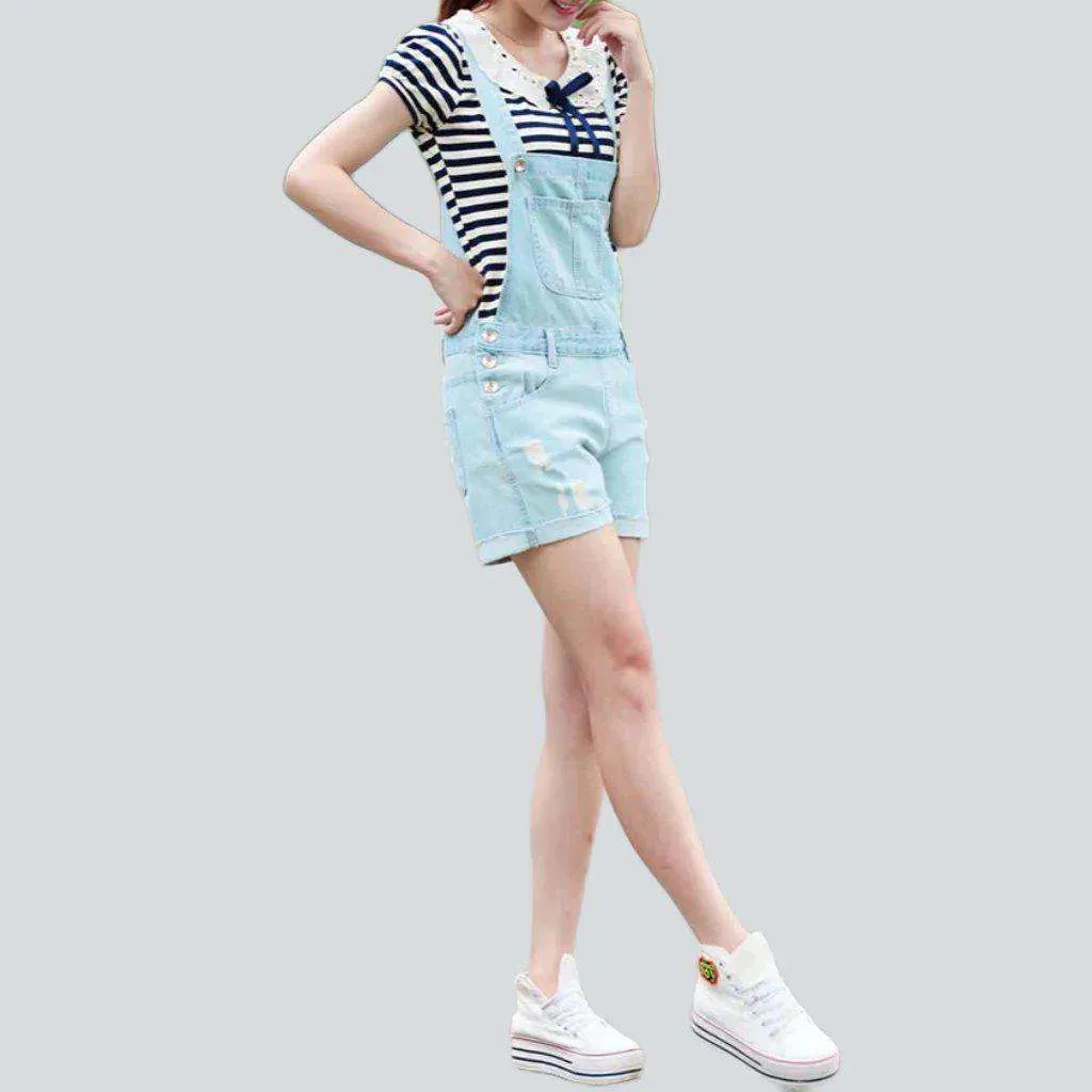 Women's denim overall shorts