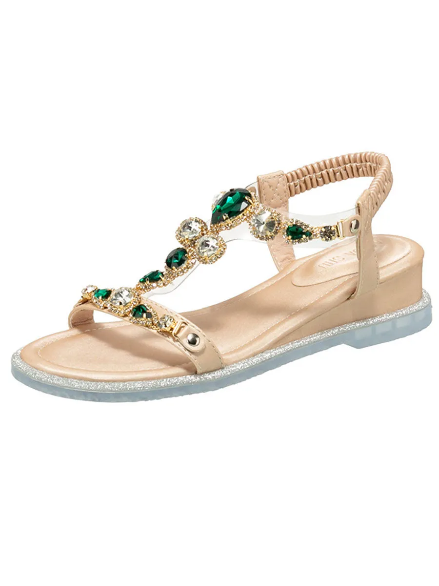 Women's Round Toe T-Strap Boho Sandals