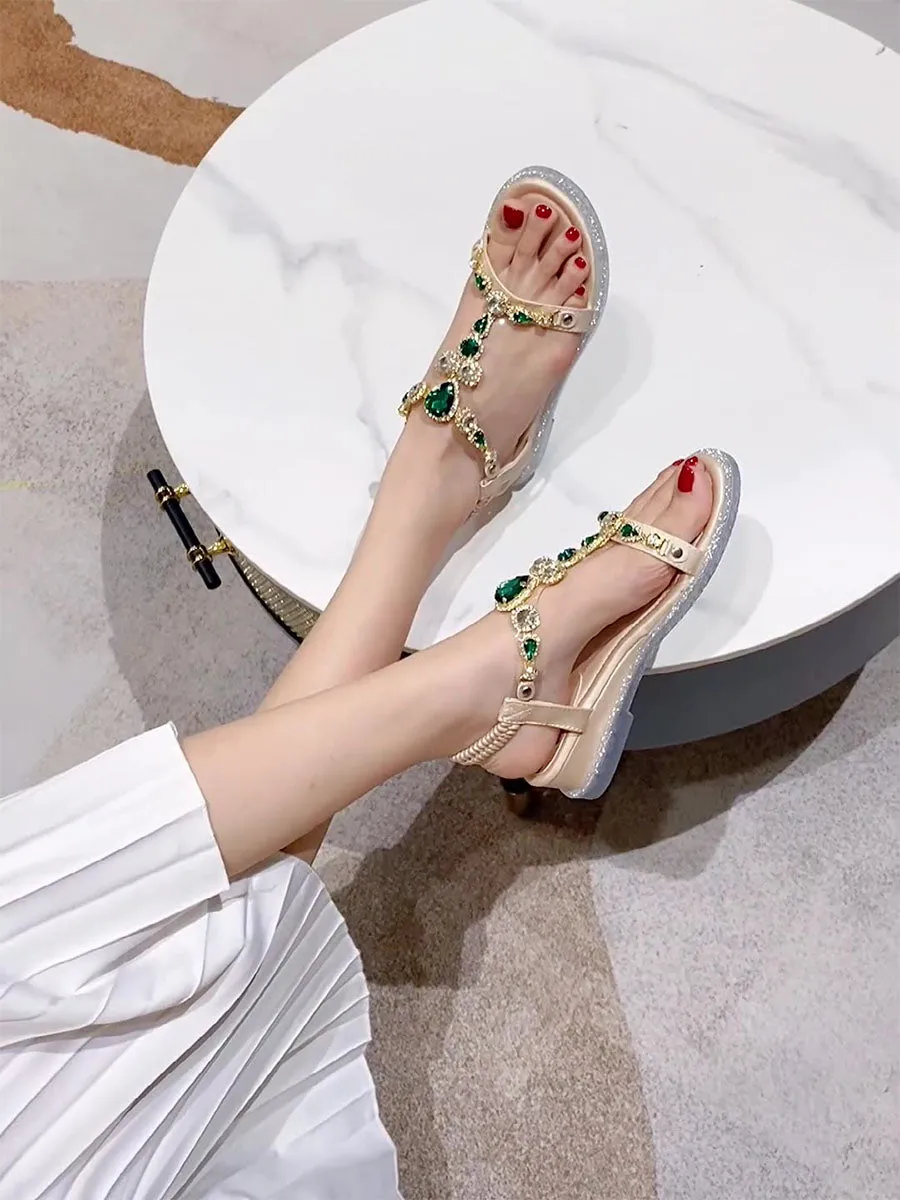 Women's Round Toe T-Strap Boho Sandals