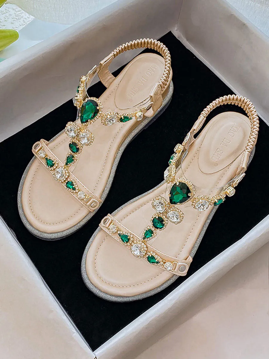 Women's Round Toe T-Strap Boho Sandals