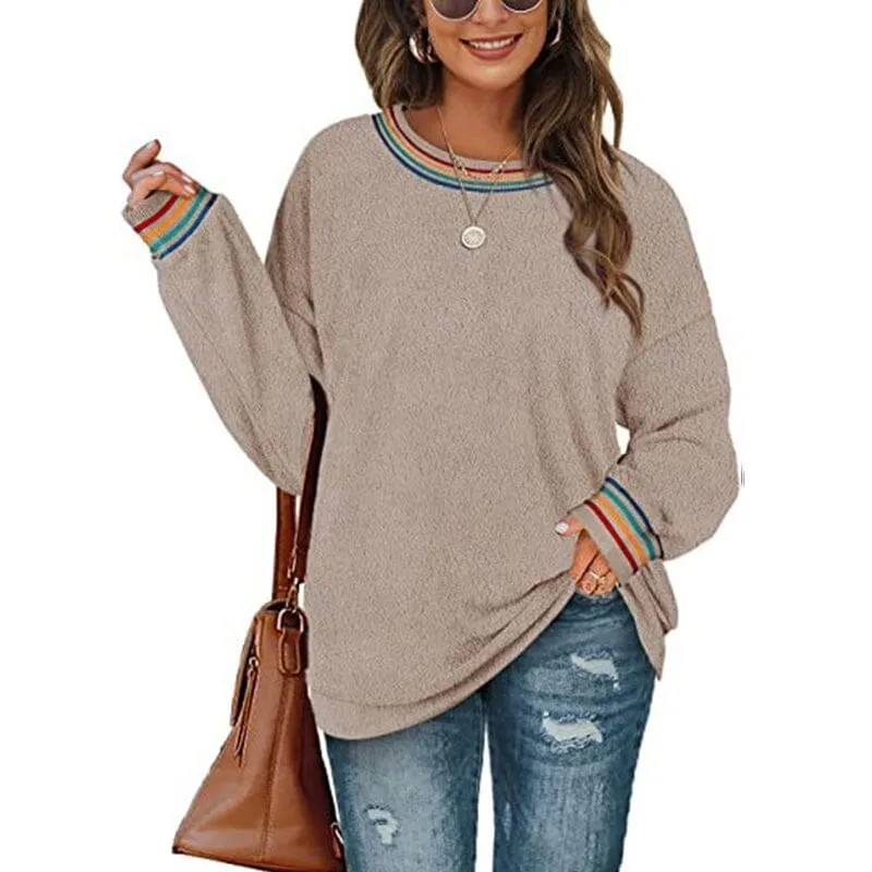 Women's Solid Color Round Neck Loose Sweatshirt