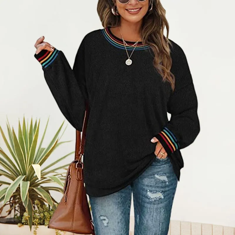 Women's Solid Color Round Neck Loose Sweatshirt