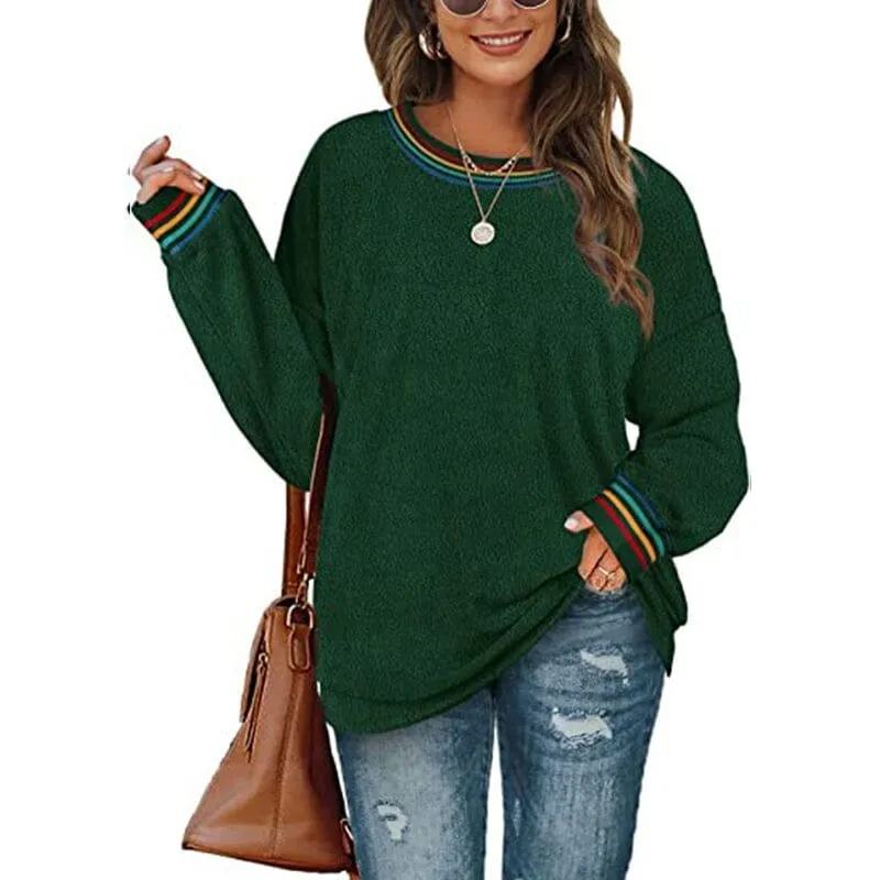 Women's Solid Color Round Neck Loose Sweatshirt