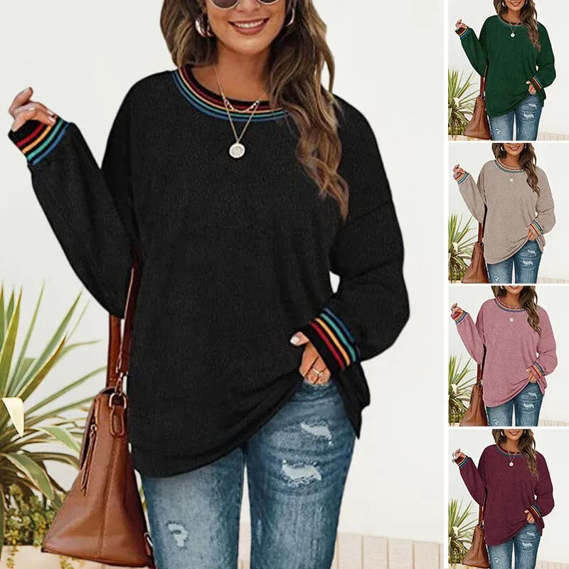 Women's Solid Color Round Neck Loose Sweatshirt