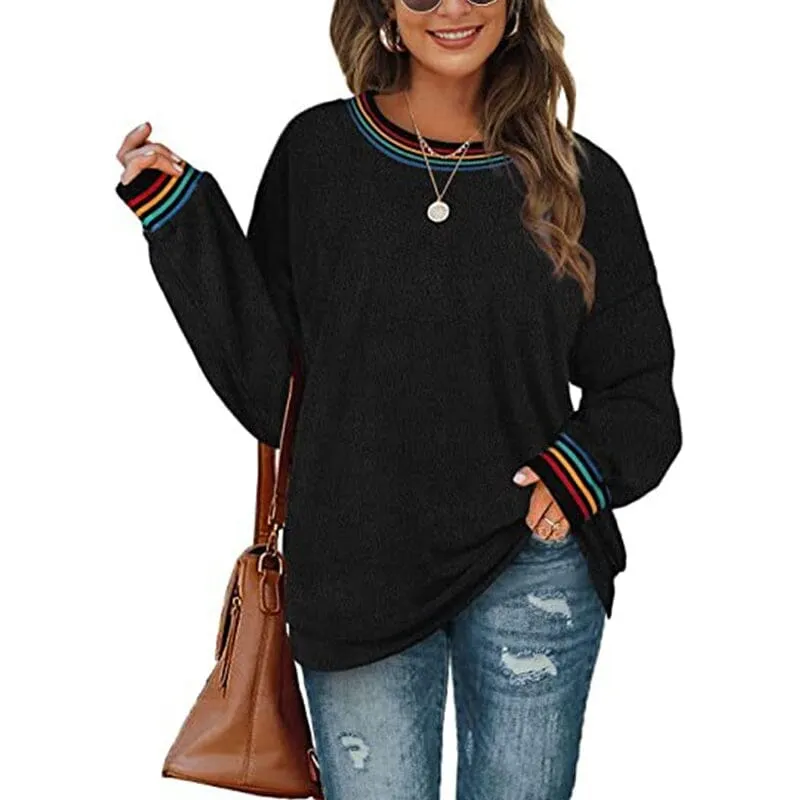 Women's Solid Color Round Neck Loose Sweatshirt