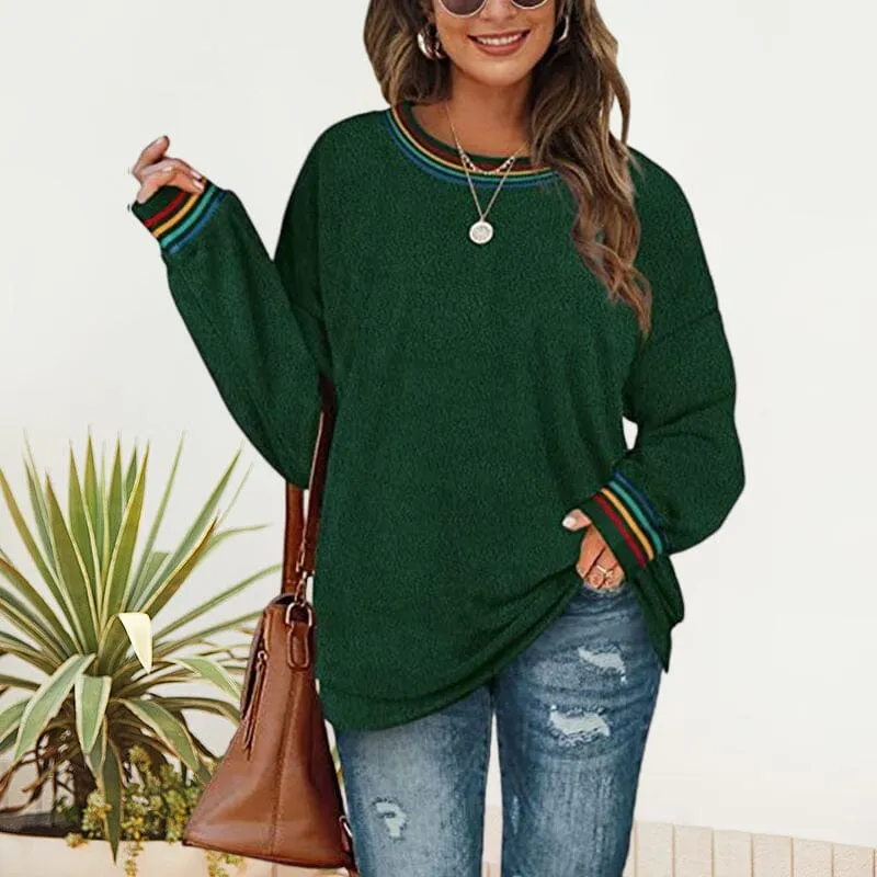 Women's Solid Color Round Neck Loose Sweatshirt