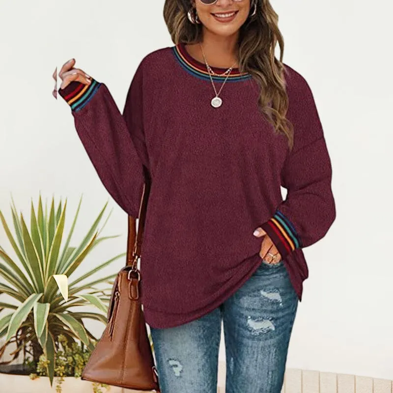 Women's Solid Color Round Neck Loose Sweatshirt