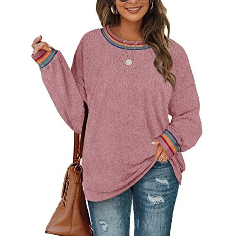 Women's Solid Color Round Neck Loose Sweatshirt